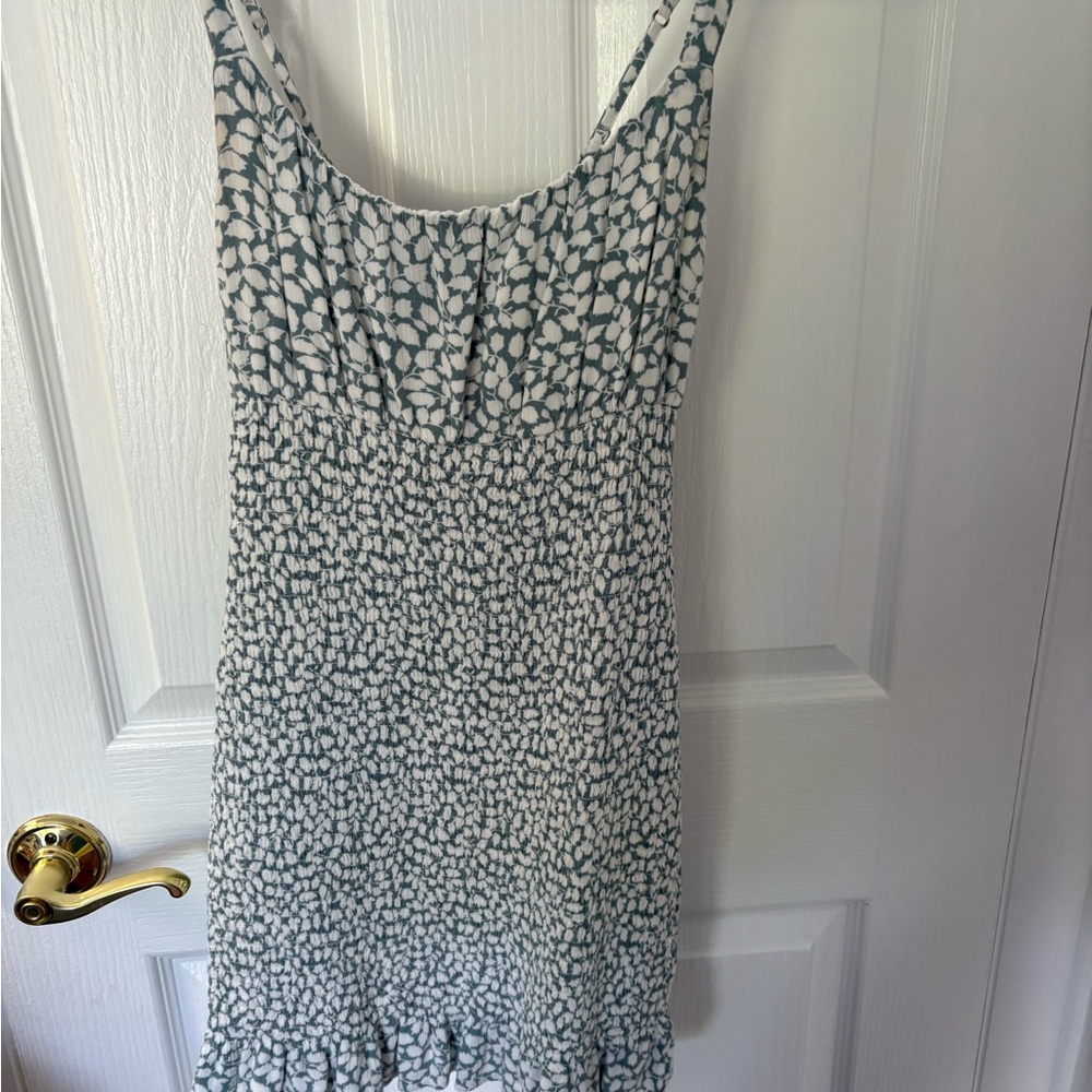 Elegant White and blue Patterned Dress